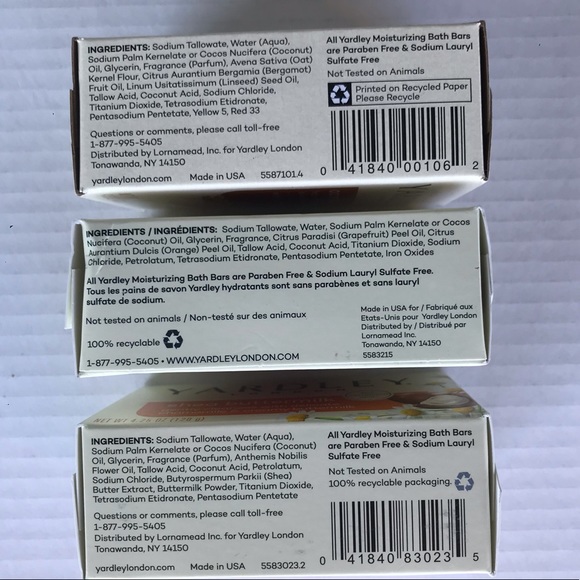 Set Of 3 Yardley London Soap Frosted Cranberry-Oatmeal & Almond -Shea Bu… - Picture 4 of 8